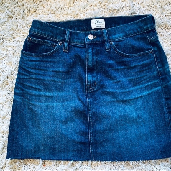 J. CREW denim skirt with raw hem NWT - Picture 2 of 6